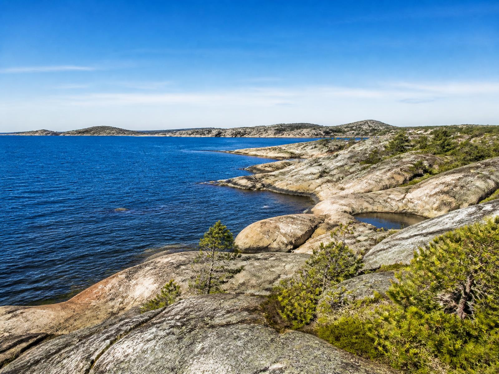 Sunny Nordic archipelago coastline